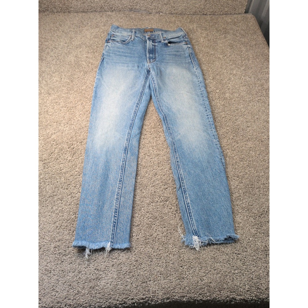 Mother The Mid Rise Dazzler Ankle Jeans Tropic Like Its Hot Light Blue Size 26
